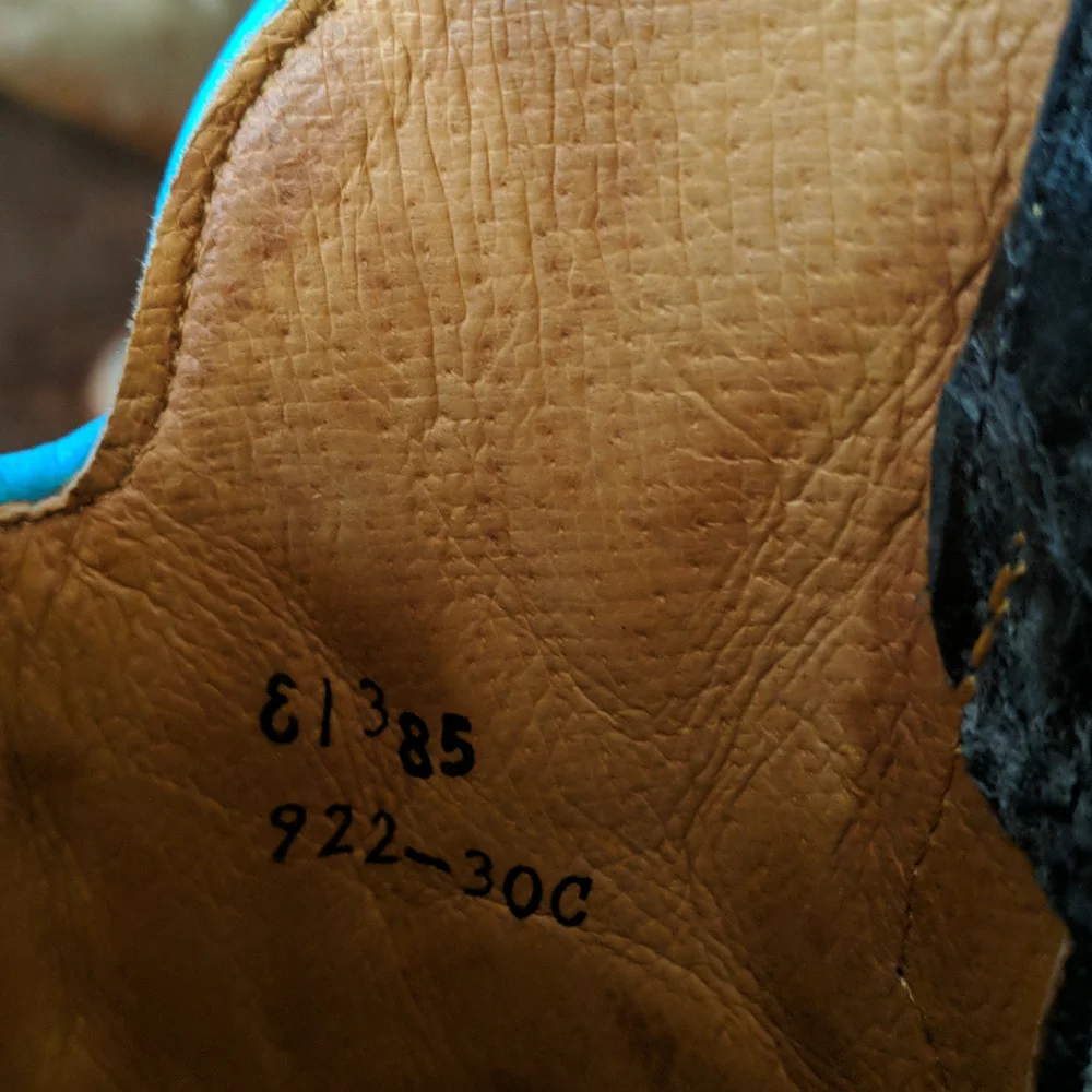 JOHNNY RINGO E1385 charcoal gray & turquoise wing tip boots square toe sz 6.5B - Picture 16 of 16